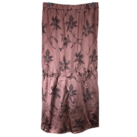 Vince Iris Floral Jacquard Twist Knot Midi Skirt Brown Women's Size 4 NWT NEW - Picture 3 of 12